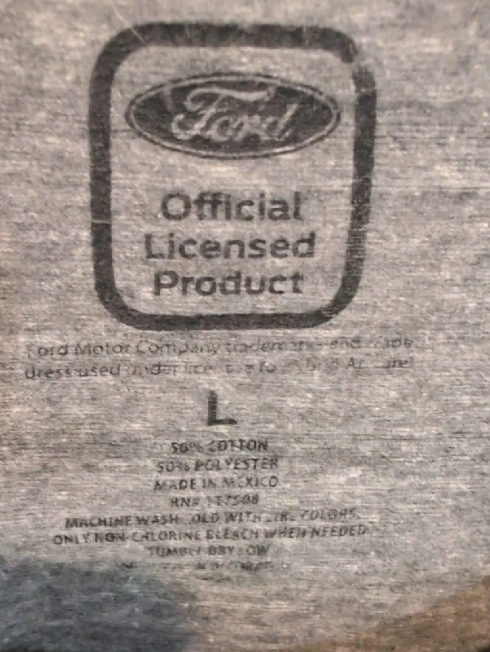 Ford Men's Heather Gray Mustang Graphic Tee with Red & Blue Stripe Large Pony - Picture 2 of 5